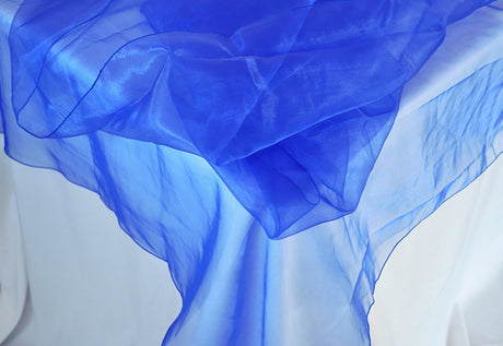 Round Organza Table Overlay Topper 90 in Royal Blue
