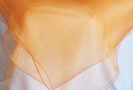 Round Organza Table Overlay 90" Tangerine