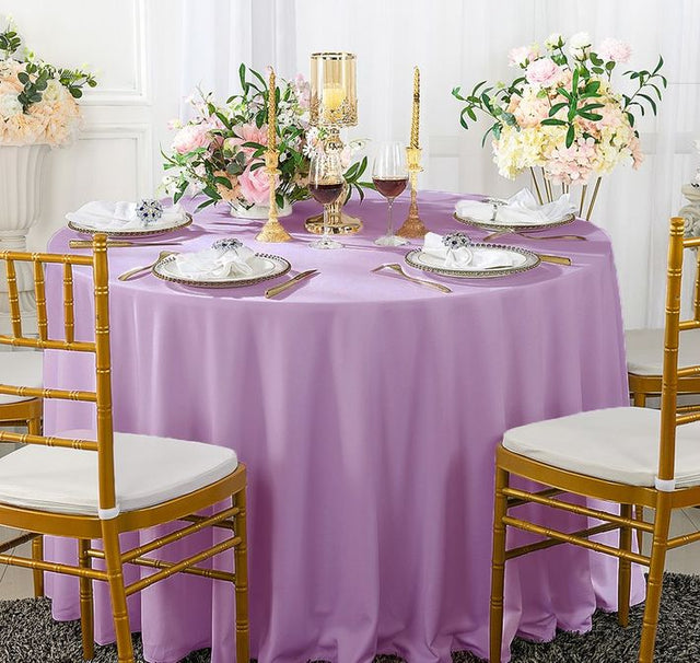 Round Scuba Tablecloth 132 Inch Lilac
