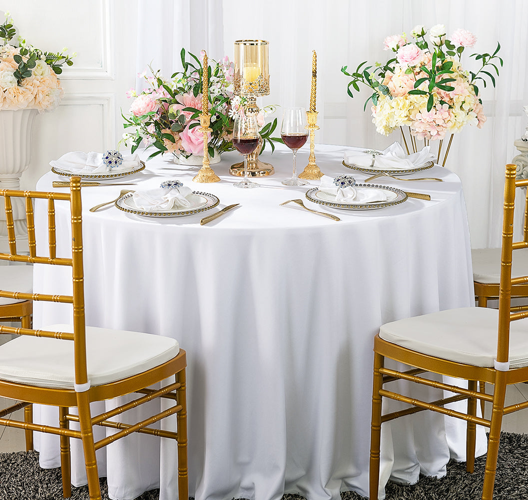 Round Scuba Tablecloth 90" White