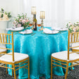 Round Polyester Tablecloth 90" Versailles Chopin Damask Turquoise