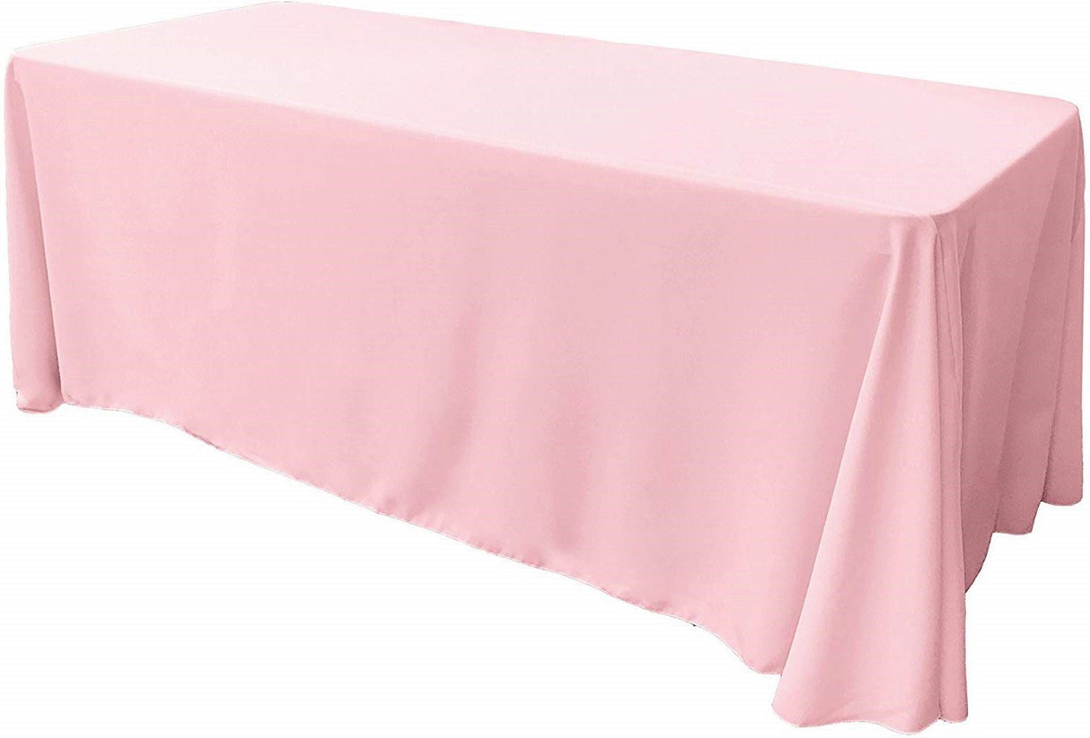 Rectangular Polyester Poplin Fabric - Seamless Tablecloth, Rounded Corners, 90" Wide By 132" Long (1 Piece)