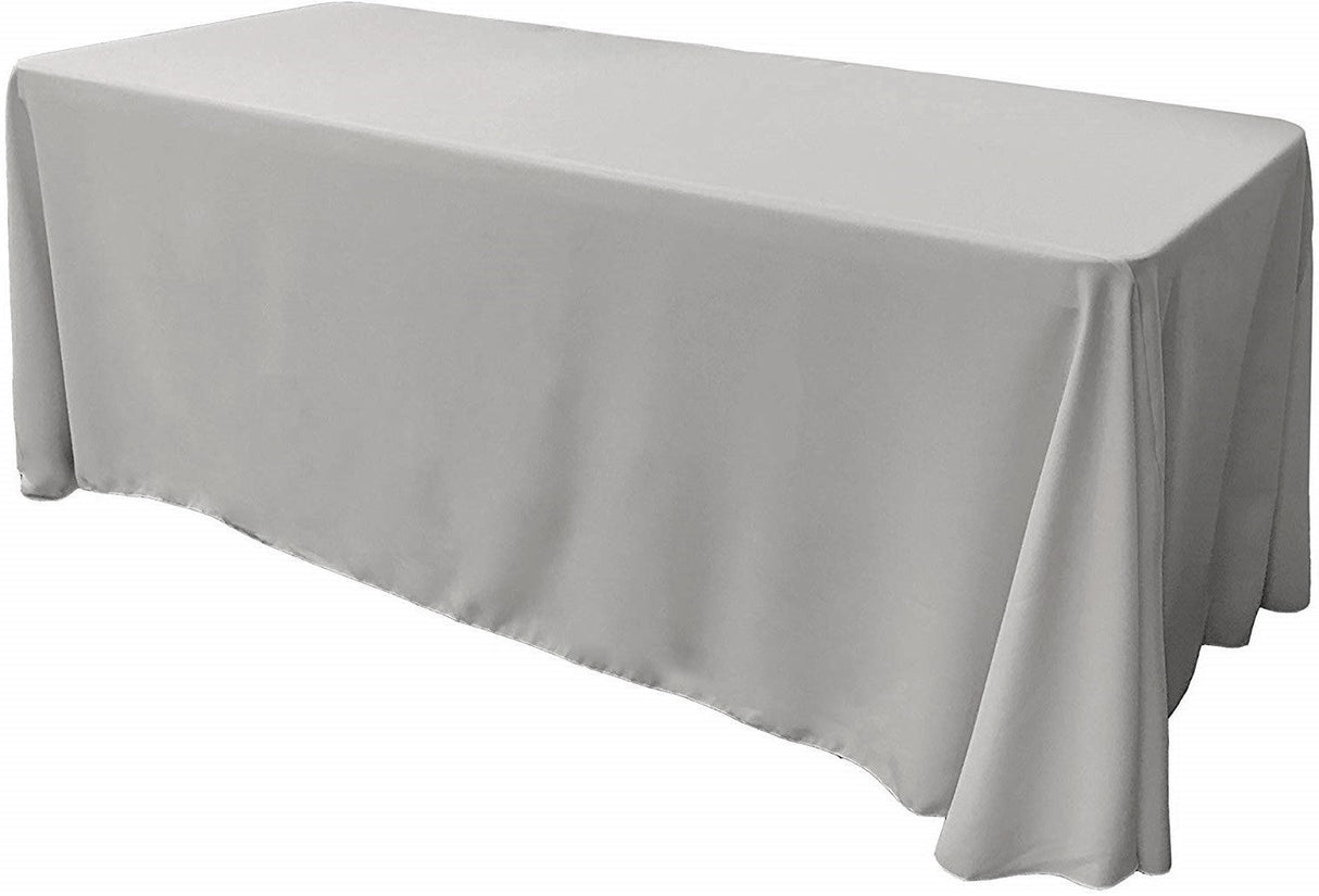 Rectangular Polyester Poplin Fabric - Seamless Tablecloth, Rounded Corners, 90" Wide By 132" Long (1 Piece)
