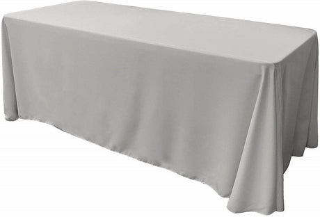 Rectangular Polyester Poplin Fabric - Seamless Tablecloth, Rounded Corners, 90" Wide By 132" Long (1 Piece)