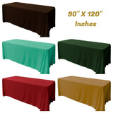 Rectangular Seamless Polyester Poplin Fabric - 90" X 120", Party/Wedding Tablecloth, Color Options (1 Piece)