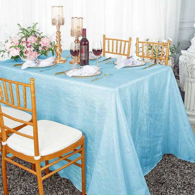 Rectangular Crushed Taffeta Tablecloth 90x132 Baby Blue