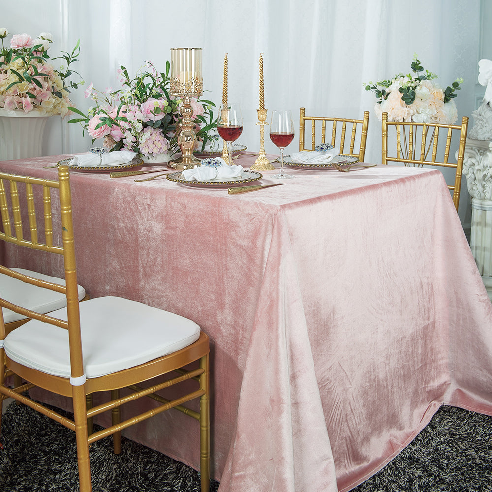 Velvet Rectangular Tablecloth 90x132 Blush Pink