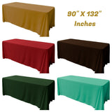 Rectangular Seamless Polyester Poplin Tablecloth - Solid Color, 90" X 132" (1 Piece)