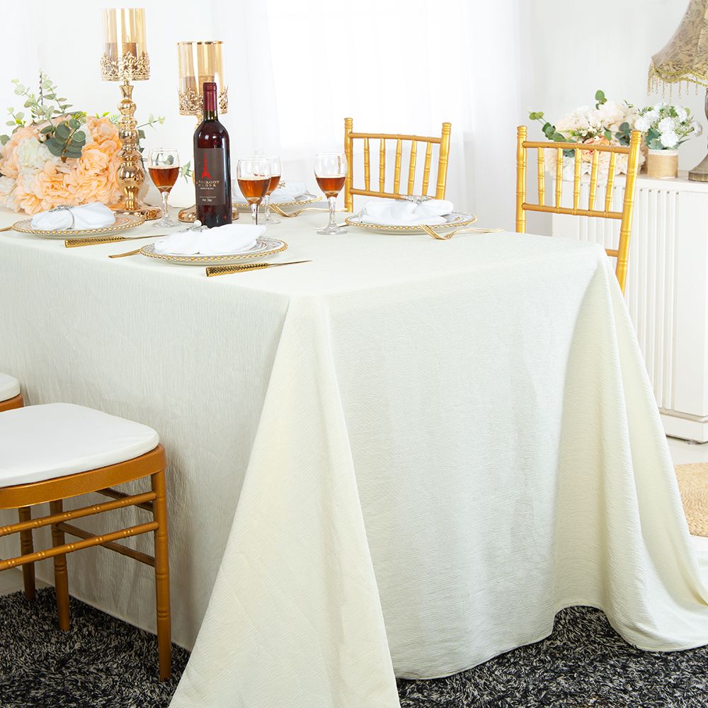 Rectangular Crinkle Scuba Tablecloth 90x156 Ivory