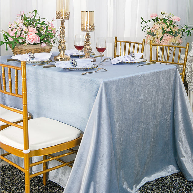 Velvet Rectangular Tablecloth 90 x 156 Dusty Blue
