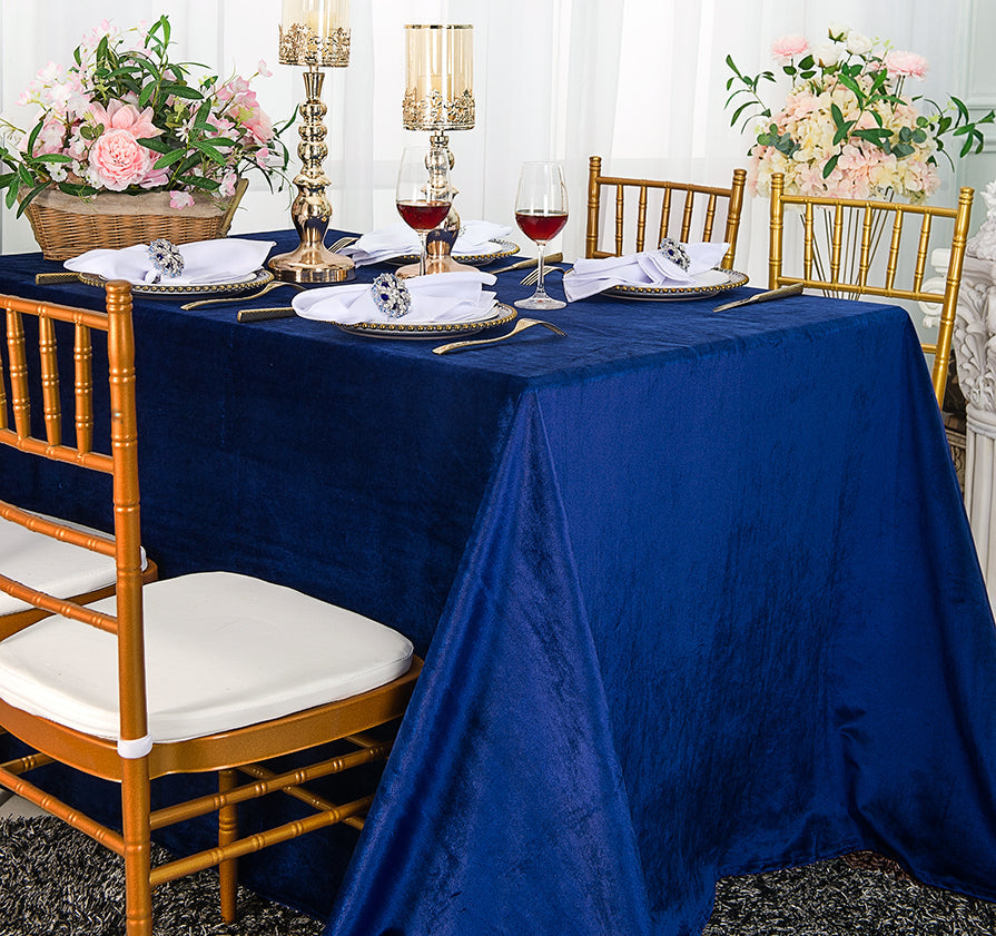 Rectangular Velvet Tablecloth 90x156 Navy Blue