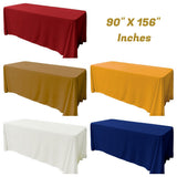 Rectangular Seamless Polyester Poplin Fabric - 90" X 156", Rounded Corners, Surged Edges (1 Tablecloth)