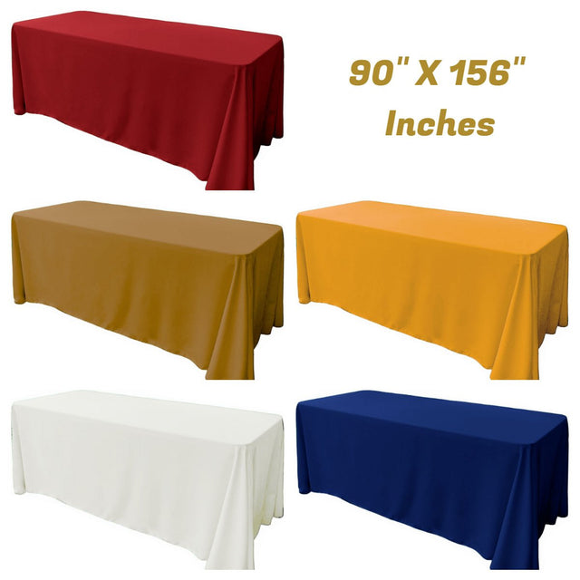 Rectangular Seamless Polyester Poplin Fabric - 90" X 156", Rounded Corners, Surged Edges (1 Tablecloth)