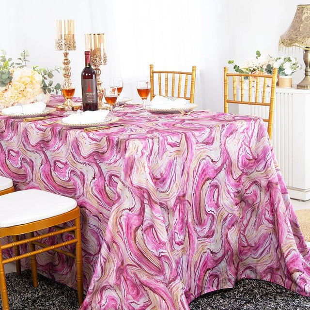 Wrinkle-Free Scuba Rectangular Tablecloth 90x156 Agate Pink