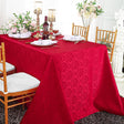 Rectangular Tablecloth Marquis Damask Jacquard Polyester 90x132 Apple Red