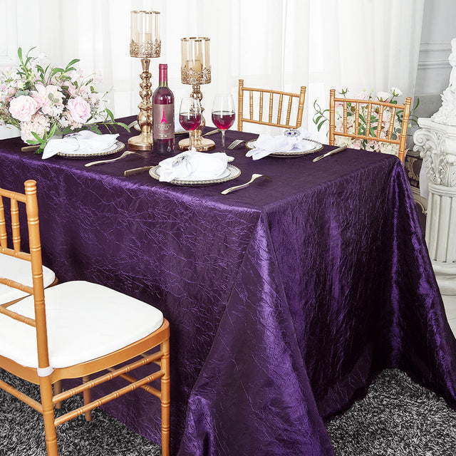 Rectangular Crushed Taffeta Tablecloth 90x132 Eggplant