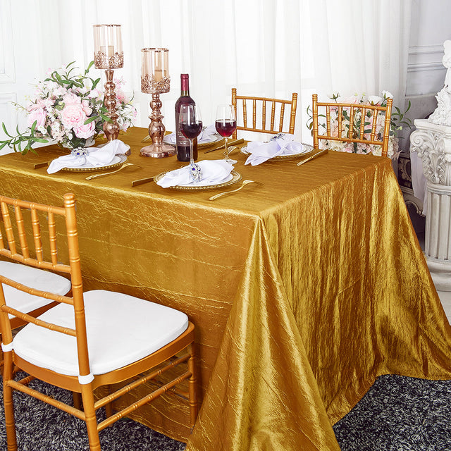 Rectangular Crushed Taffeta Tablecloth 90x132 Gold