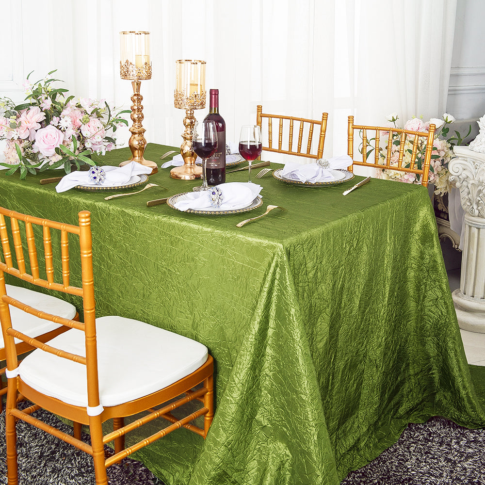 Rectangular Crushed Taffeta Tablecloth 90x132 Moss Green