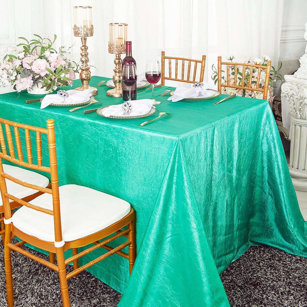Rectangular Crushed Taffeta Tablecloth 90x132 Tiff Blue/Aqua Blue