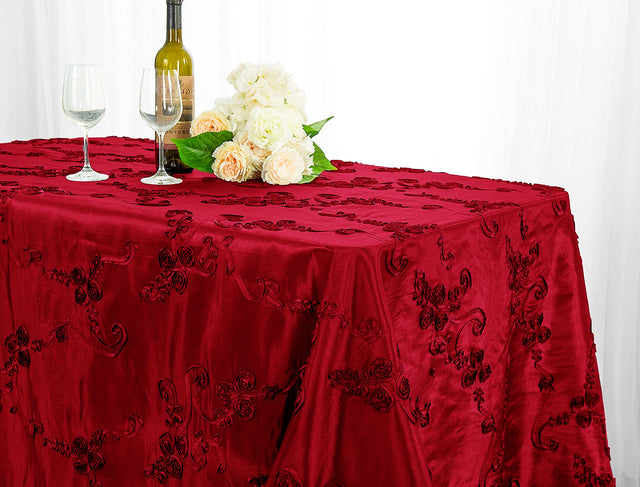 Rectangular Ribbon Taffeta Tablecloth 90x156 Apple Red