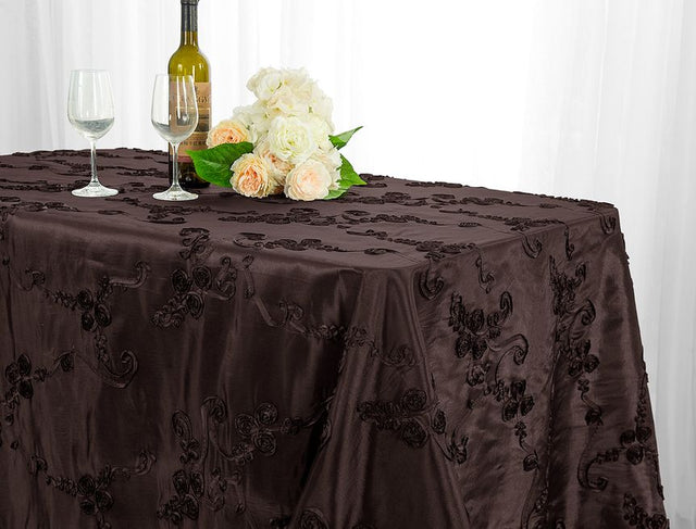 Rectangular Ribbon Taffeta Tablecloth 90x132 Chocolate