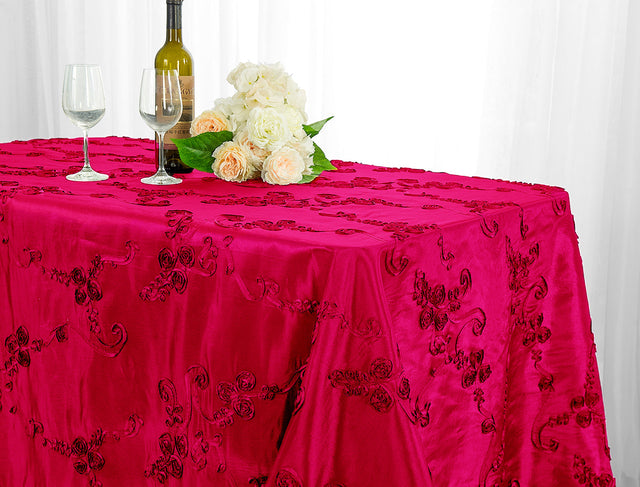 Rectangular Ribbon Taffeta Tablecloth 90x132 Fuchsia
