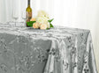 Rectangular Ribbon Taffeta Tablecloth 90x156 Silver