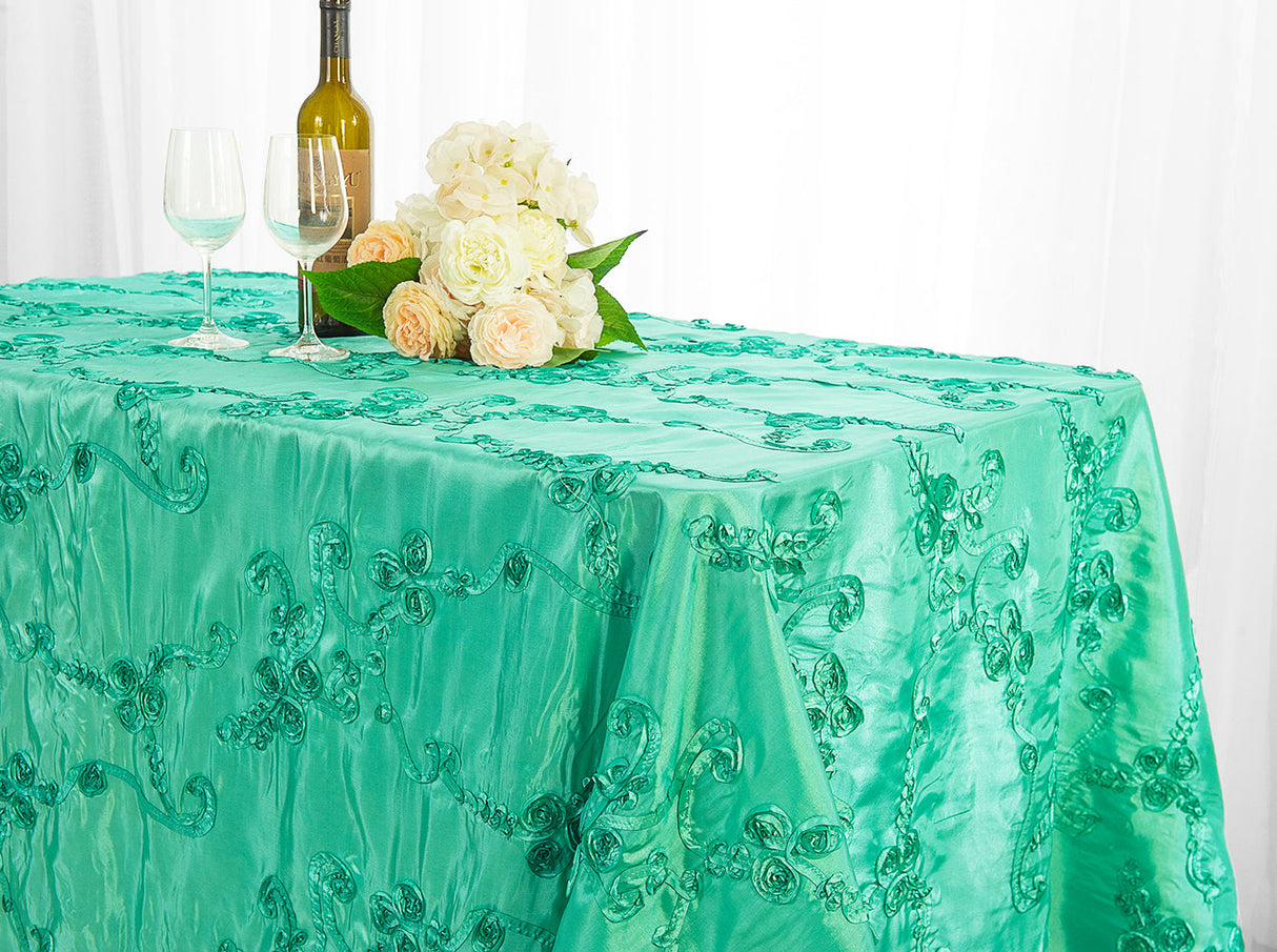 Rectangular Ribbon Taffeta Tablecloth 90x156 Tiff Blue/Aqua Blue