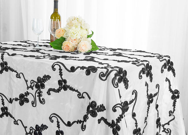 Rectangular Taffeta Tablecloth 90x132 White/Black