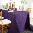 Rectangular Polyester Tablecloth 90x156 Marquis Damask Eggplant