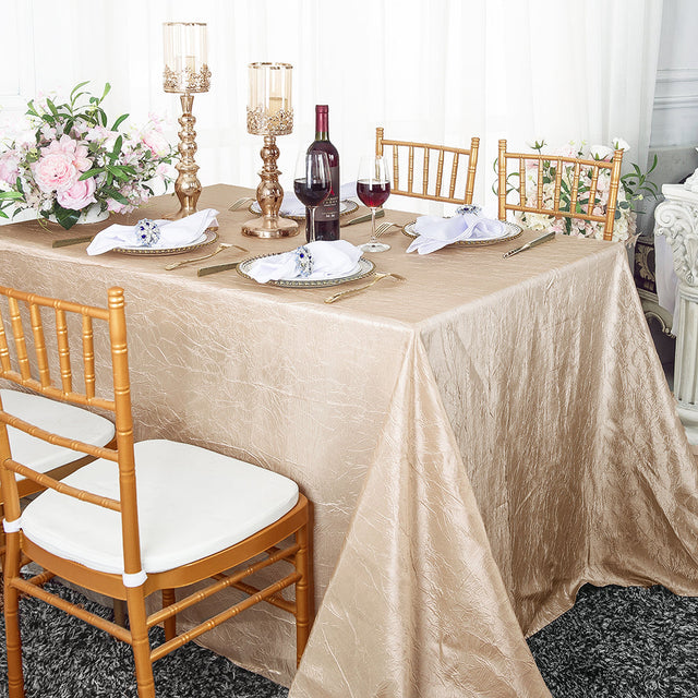 Rectangular Crushed Taffeta Tablecloth 90x156 Champagne
