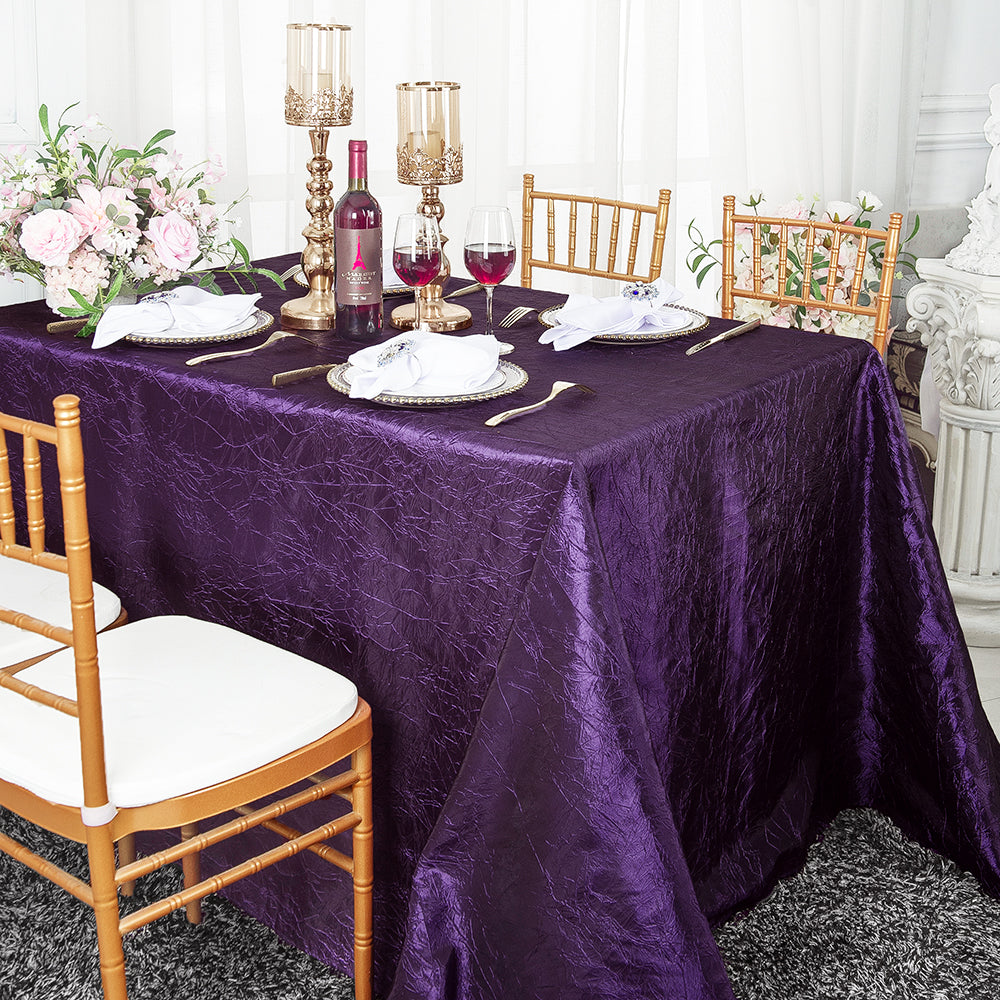 Crushed Taffeta Rectangular Tablecloth 90x156 Eggplant