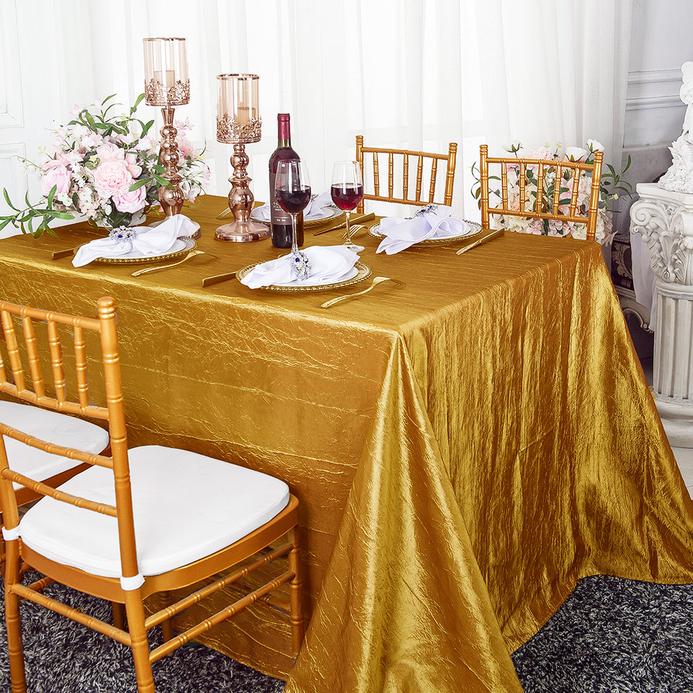 Crushed Taffeta Rectangular Tablecloth 90x156 Gold