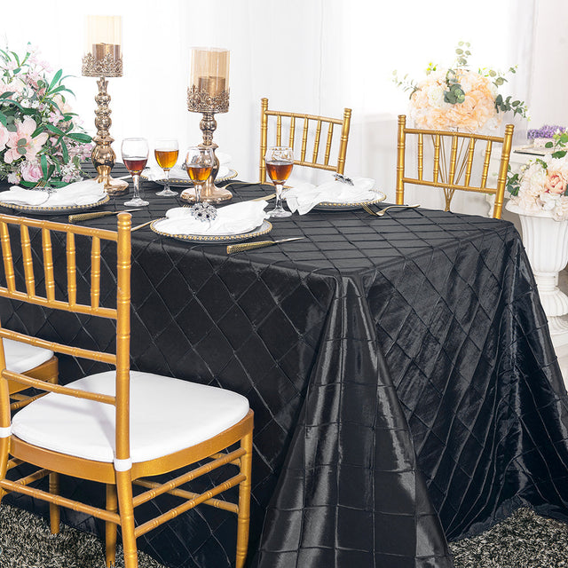 Rectangular Pintuck Taffeta Tablecloth 90x156 Black