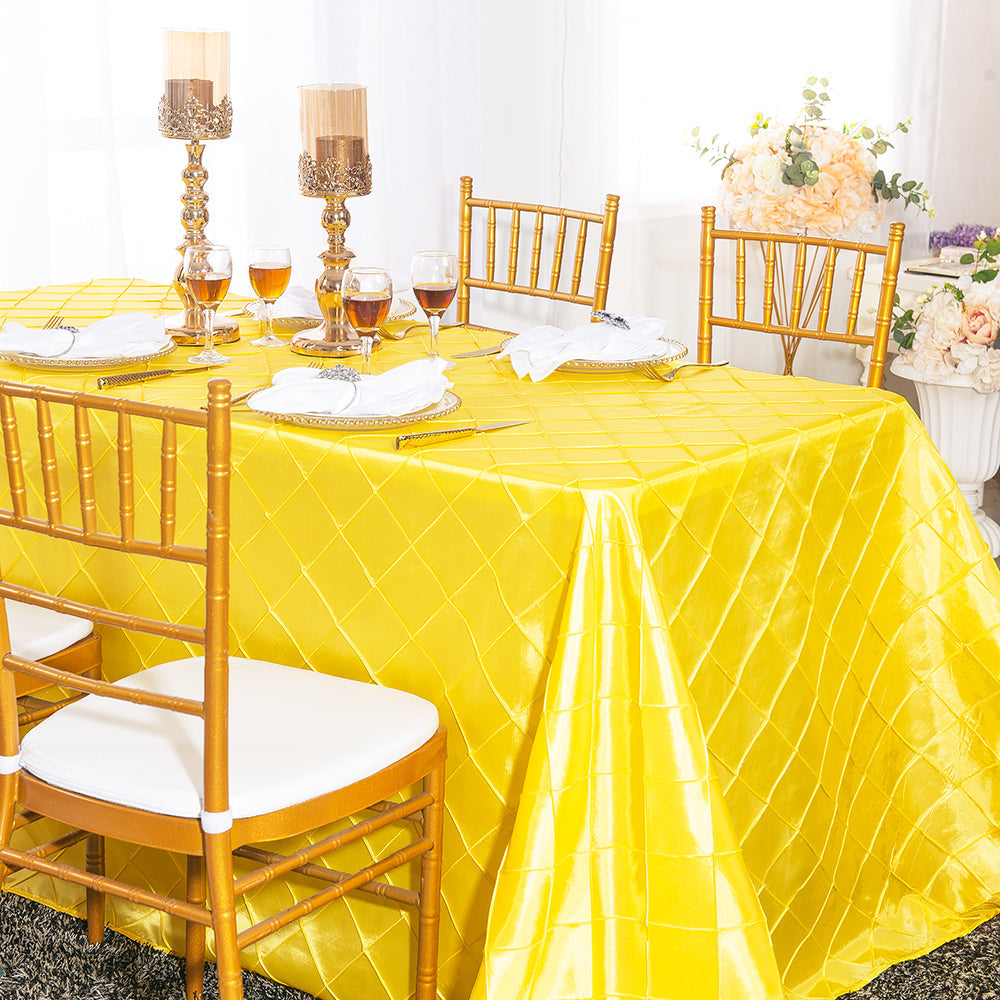 Rectangular Pintuck Taffeta Tablecloth 90x156 Canary Yellow