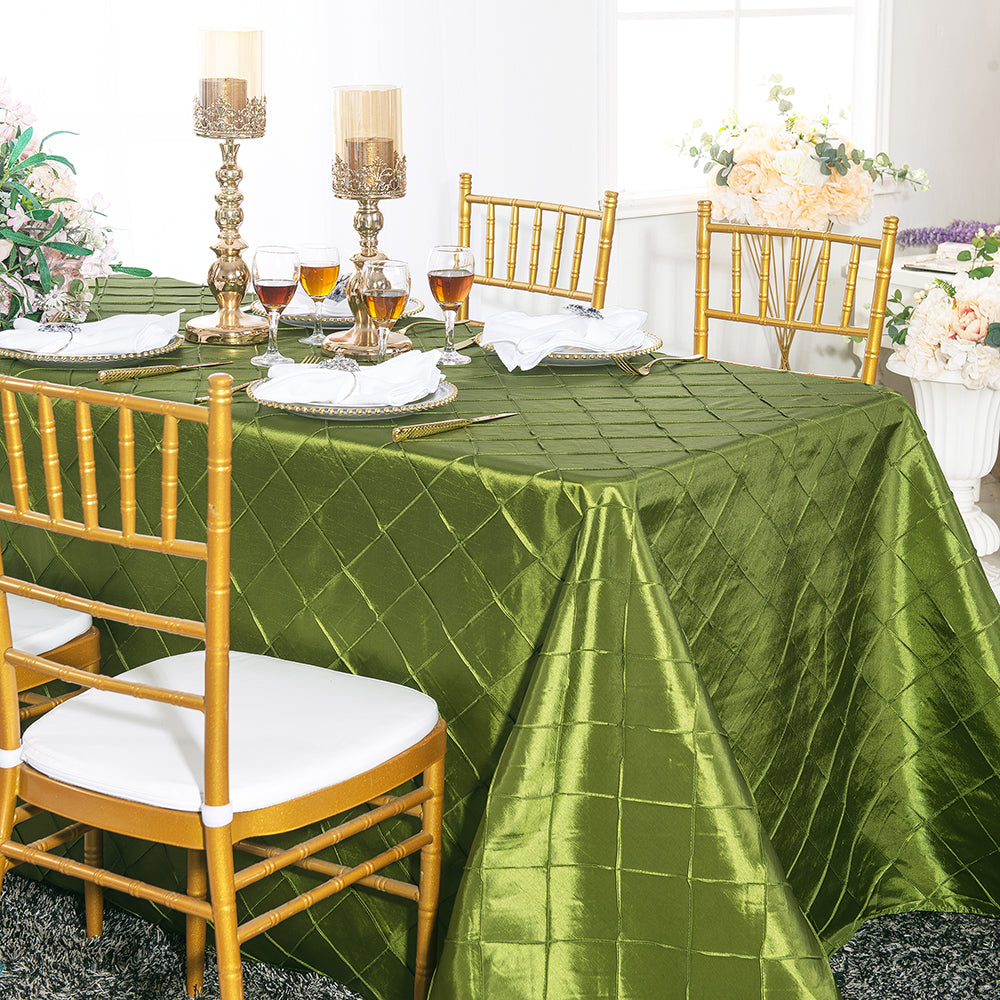 Rectangular Pintuck Taffeta Tablecloth 90x156 Moss Green