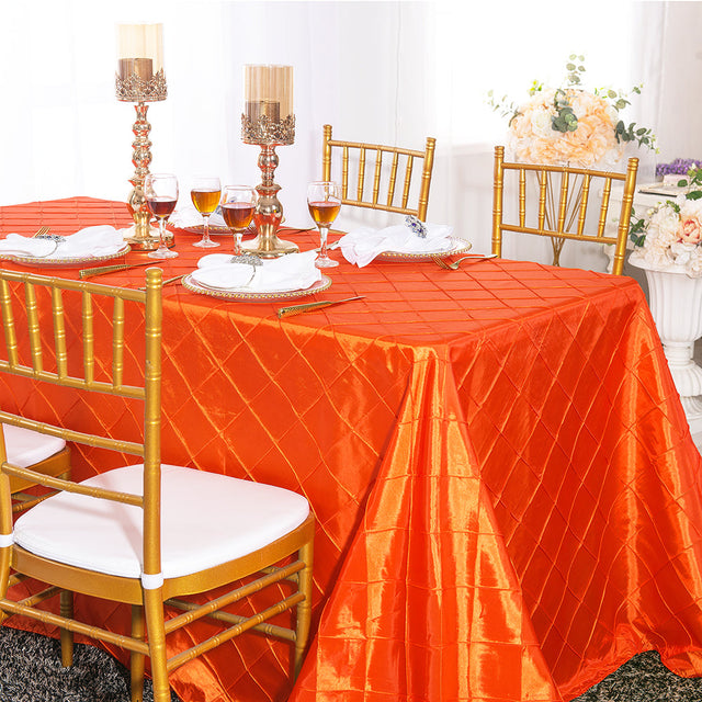 Rectangular Pintuck Taffeta Tablecloth 90x156 Orange