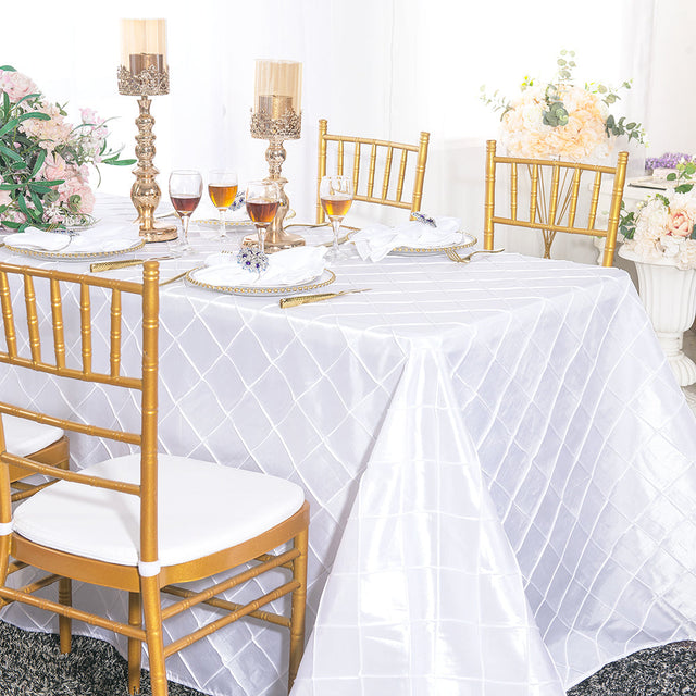 Rectangular Pintuck Taffeta Tablecloth 90x156 White