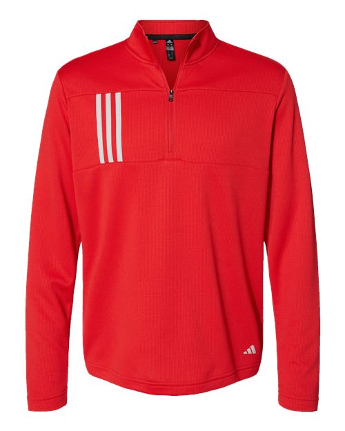 Adidas Men's 3-Stripes Double-Knit Quarter-Zip Pullover