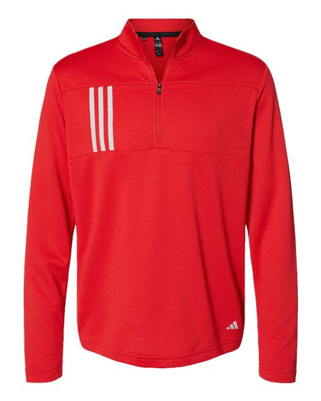 Adidas Men's 3-Stripes Double-Knit Quarter-Zip Pullover