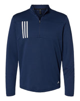 Adidas Men's 3-Stripes Double-Knit Quarter-Zip Pullover