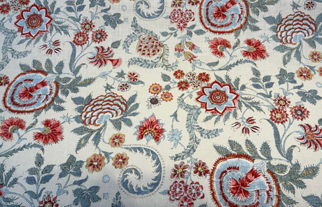 Paloma Jaipur Cotton Fabric - Floral Paisley, Red, Soft Blue, Ivory, Sage Green, 54" Width (1 Yard)