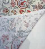 Paloma Jaipur Cotton Fabric - Floral Paisley, Red, Soft Blue, Ivory, Sage Green, 54" Width (1 Yard)