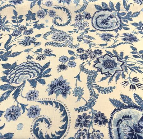 Paloma Aegean Cotton Fabric - Blue Floral Paisley, 54" Width (1 Yard)
