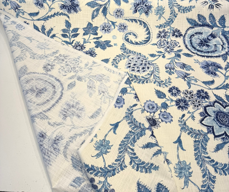Paloma Aegean Cotton Fabric - Blue Floral Paisley, 54" Width (1 Yard)