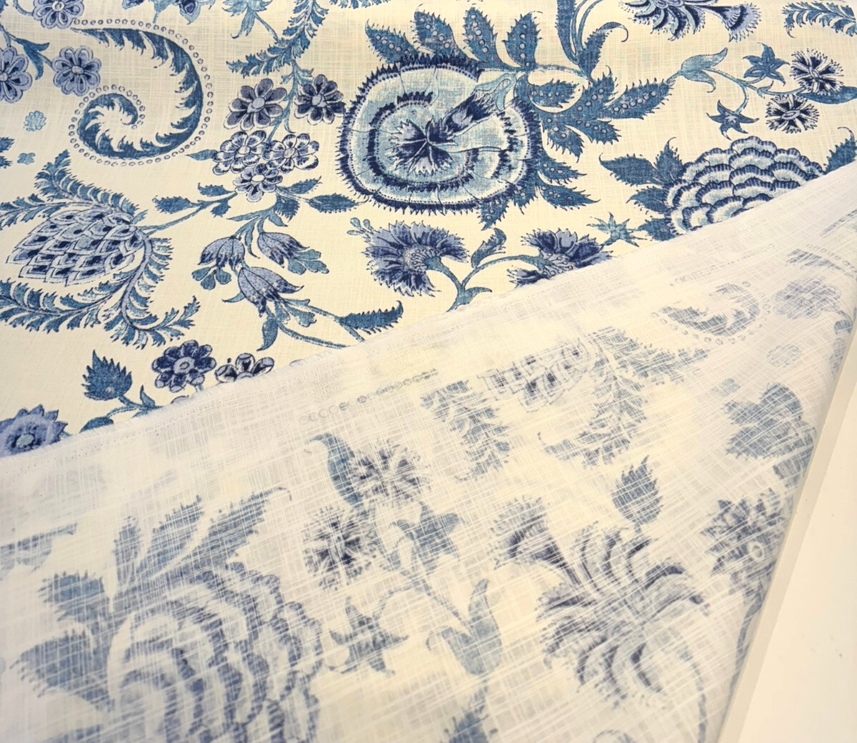 Paloma Aegean Cotton Fabric - Blue Floral Paisley, 54" Width (1 Yard)