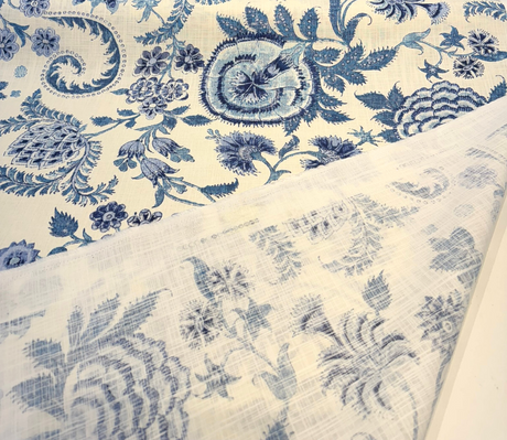 Paloma Aegean Cotton Fabric - Blue Floral Paisley, 54" Width (1 Yard)