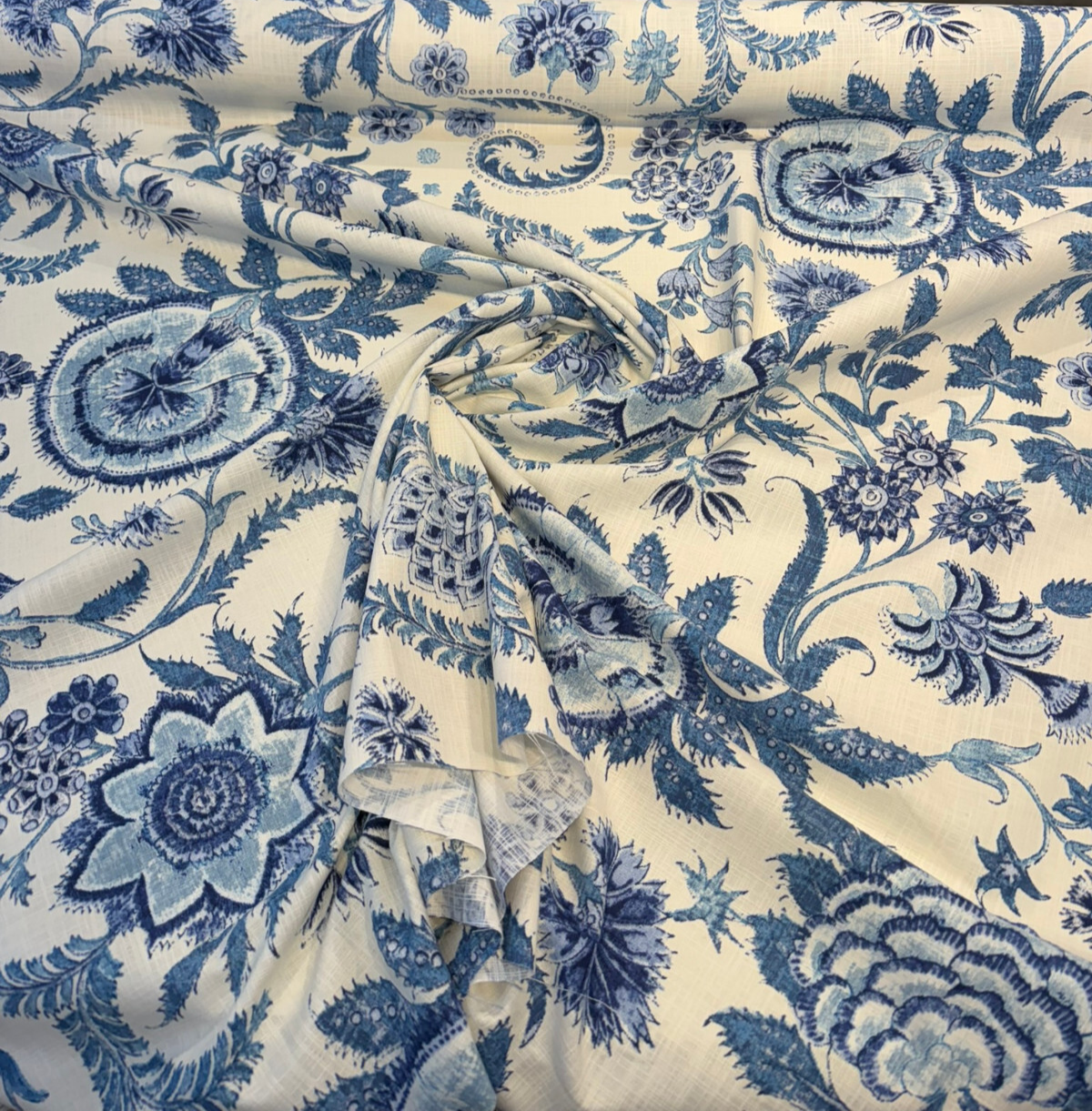 Paloma Aegean Cotton Fabric - Blue Floral Paisley, 54" Width (1 Yard)
