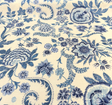 Paloma Aegean Cotton Fabric - Blue Floral Paisley, 54" Width (1 Yard)