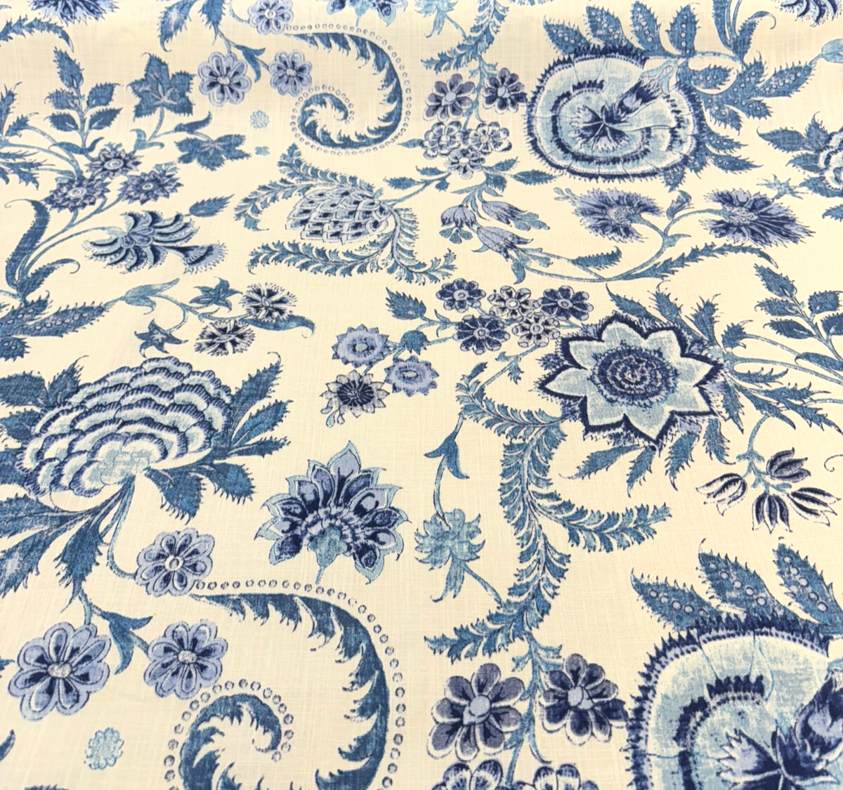 Paloma Aegean Cotton Fabric - Blue Floral Paisley, 54" Width (1 Yard)
